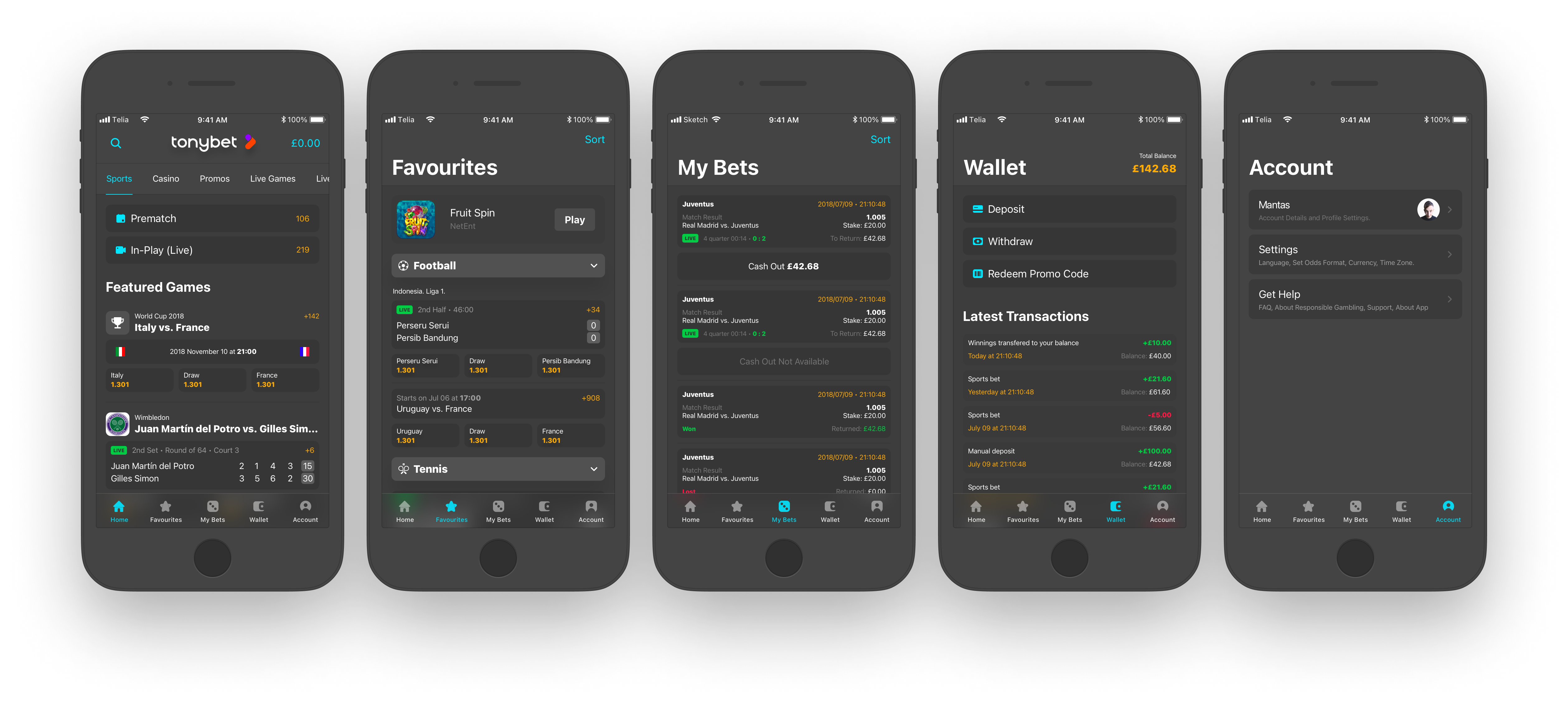 tony app screens